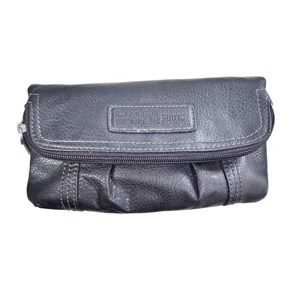 Roots Black Leather Clutch Crossbody Bag with Detachable Strap‎